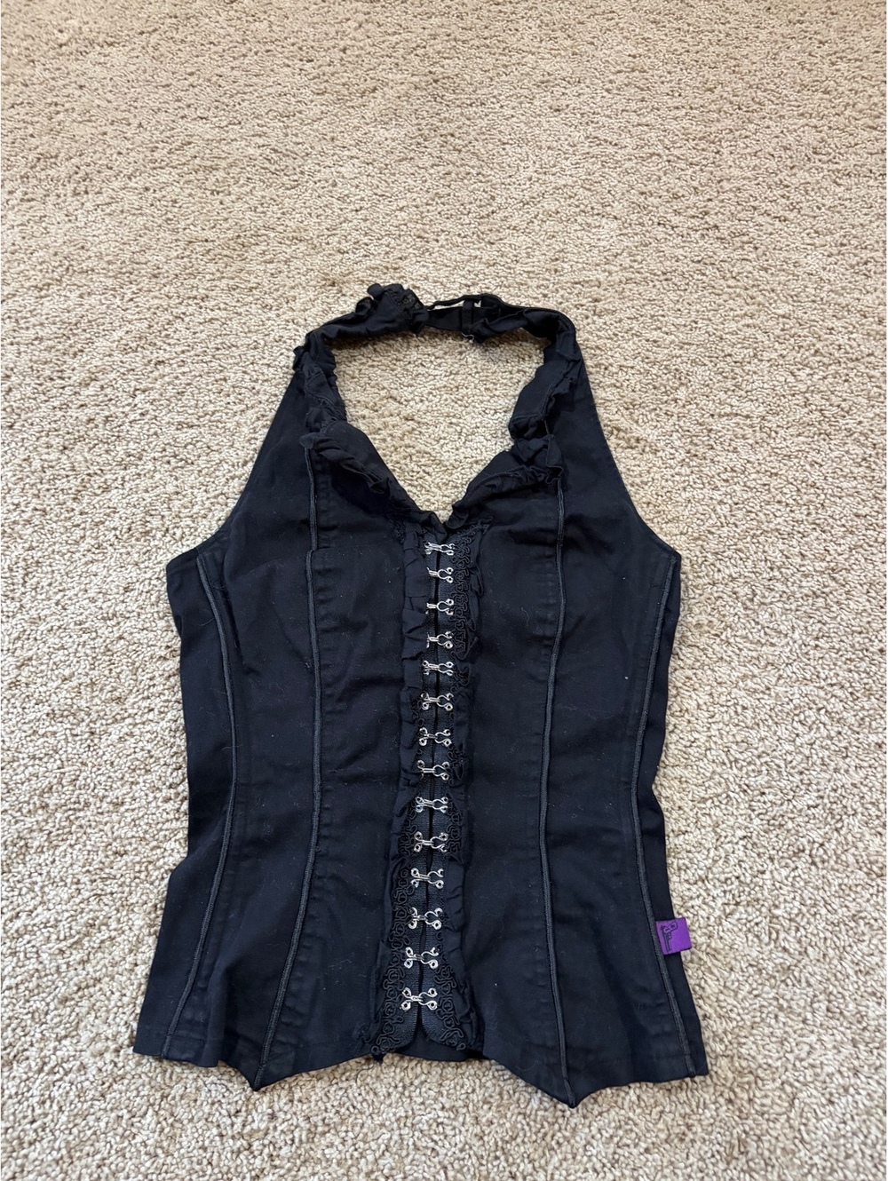 Vintage Y2K Tripp NYC Halter Corset Top Daang Goodman Black Mall Goth Punk M